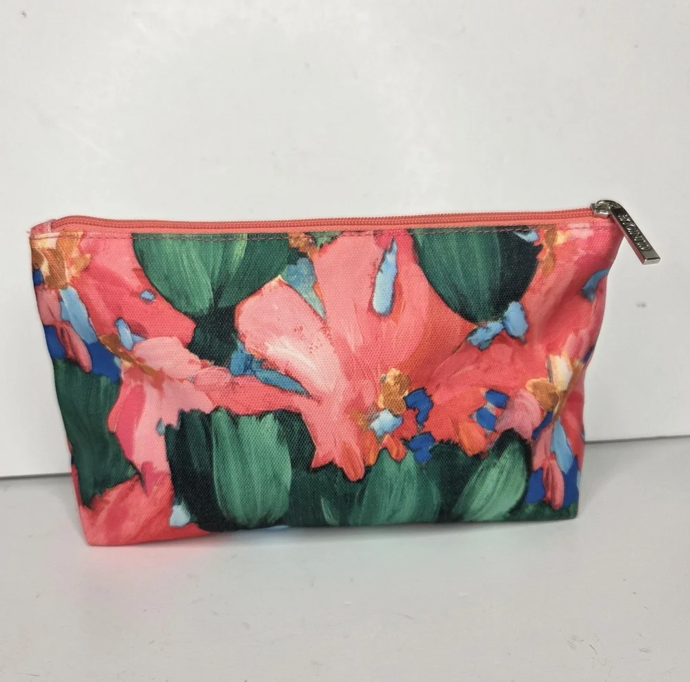 Lulu + Clinique‎ Tropical Colorful Floral Cosmetic Pouch Makeup Bag